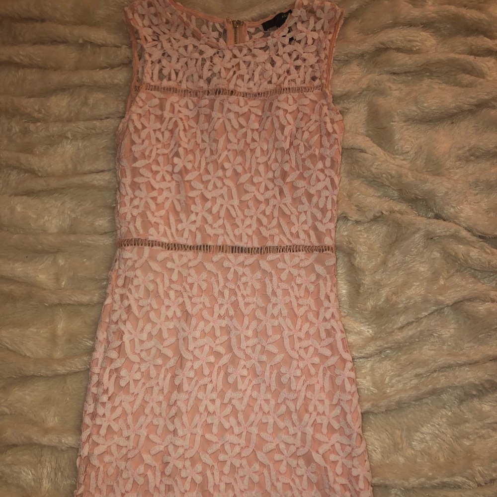 Aqua dusty pink lace dress
